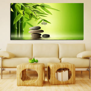 Poster ambiance zen feuilles de bambou, pierres - 2