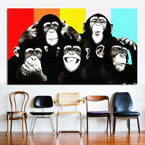 Toile les drôles de chimpanzés pop art