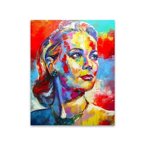 Toile portrait Grace Kelly de Monaco en couleurs