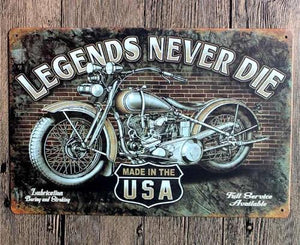 Plaque vintage Moto USA en métal - 0