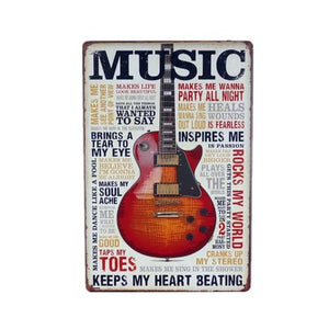Plaque métal vintage guitare Memphis country