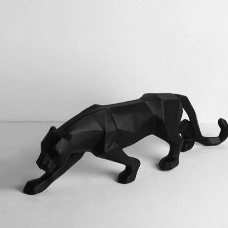 Abstract black panther sculpture