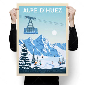 Poster vintage l'Alpe d'Huez station de sk