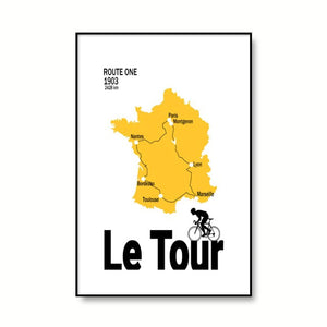 Poster carte du premier tour de France cycliste - 1
