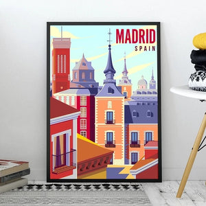 Poster villes Madrid, Barcelone, Grenade