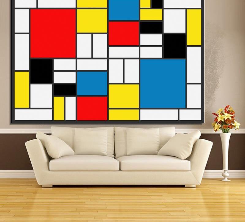 Tableau 2x4 'Abstraction de Mondrian' - Pièce LEGO® customisée