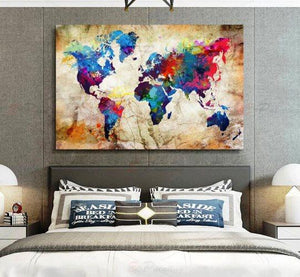 Poster Carte du monde colorée - 1