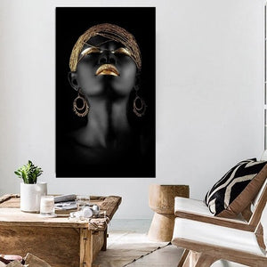 Toile femme noire pop art home deco