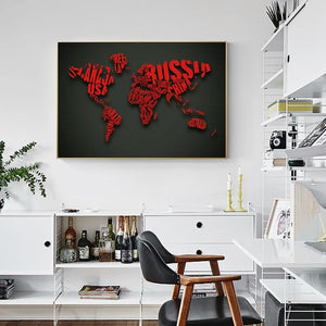 Carte du monde vintage rouge - 3