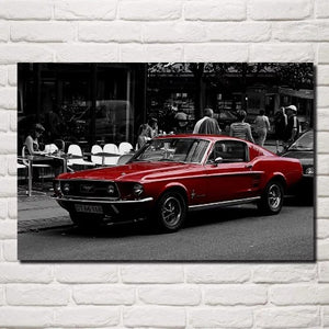 Poster Ford Mustang rouge - Fineartsfrance
