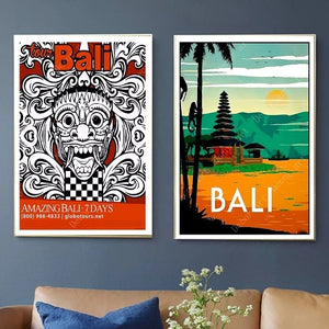Poster vintage voyage à Bali art deco