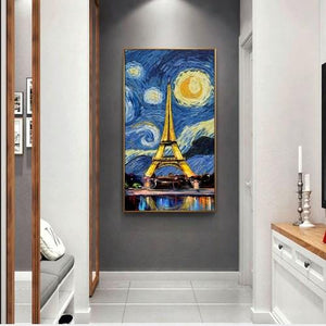 Peinture Tour Eiffel la nuit étoilée - 0