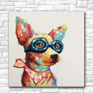 Toile le petit chien rebelle à lunette pop art