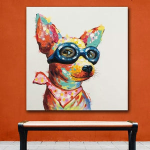 Toile le petit chien rebelle à lunette pop art