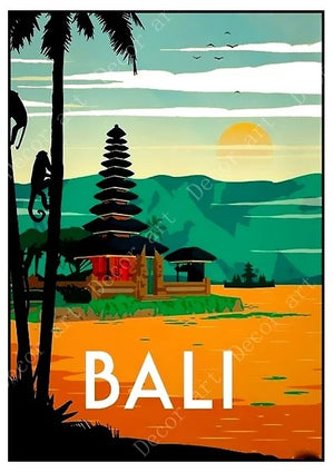 Poster vintage voyage à Bali art deco