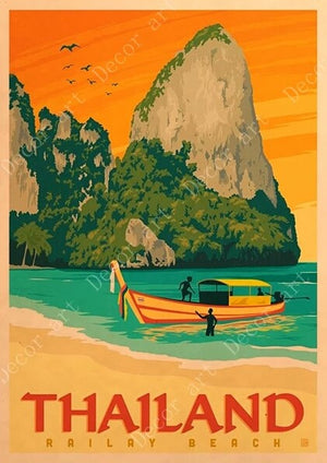 Poster de l'Ile de Phuket en Thaïlande Art Deco