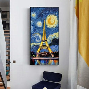 Peinture Tour Eiffel la nuit étoilée - 2