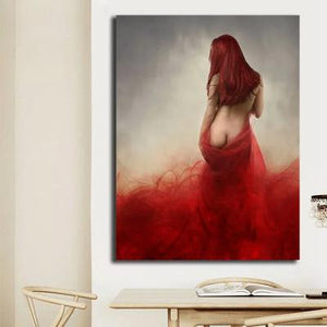 Toile moderne la fille sexy en rouge