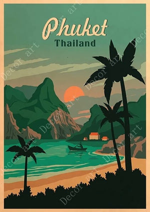 Poster de l'Ile de Phuket en Thaïlande Art Deco