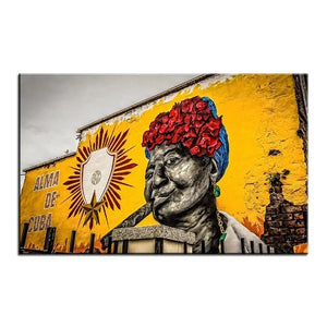 Peinture murale la femme au cigare de la Havane - 1